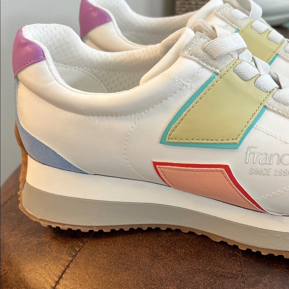 Franco Sarto White and Cream Sneakers with Pastel Accents 9.5sz - Picture 8 of 8